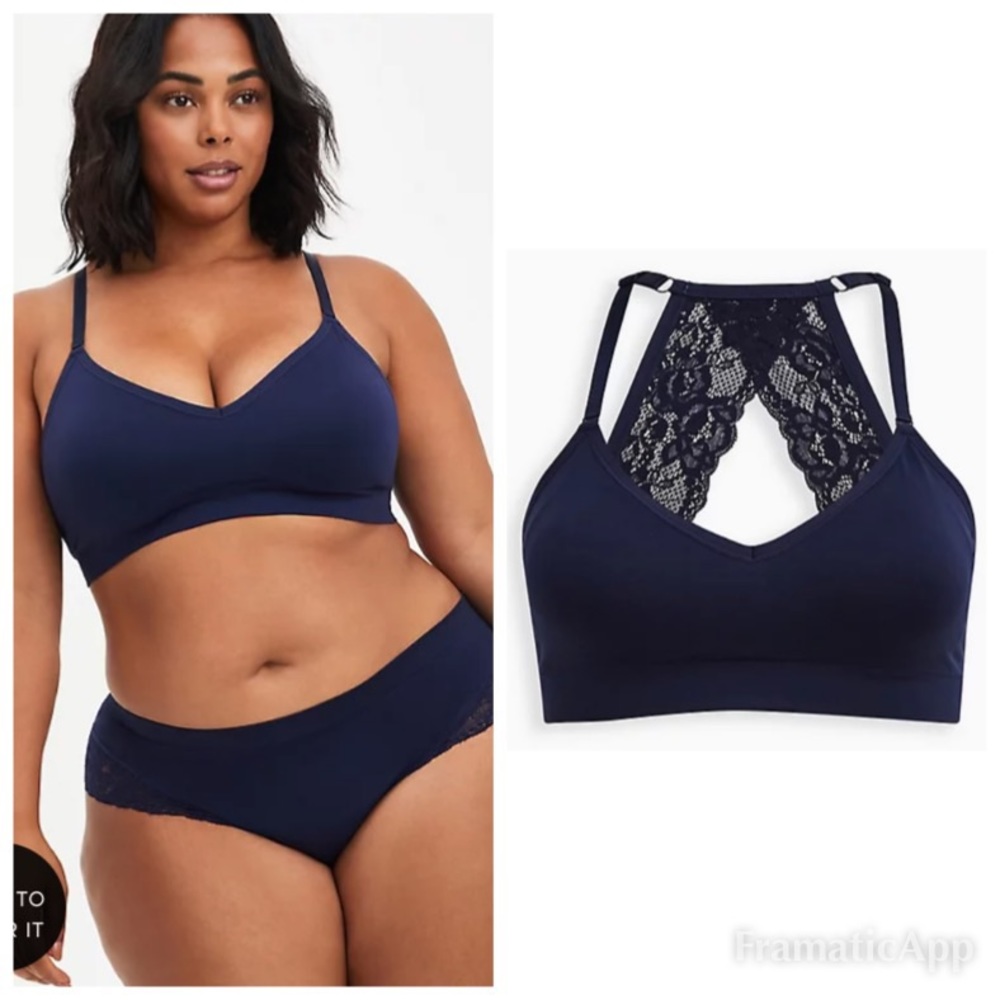 NWT TORRID Navy Racerback Lightly Padded Seamless Flirt Bralette